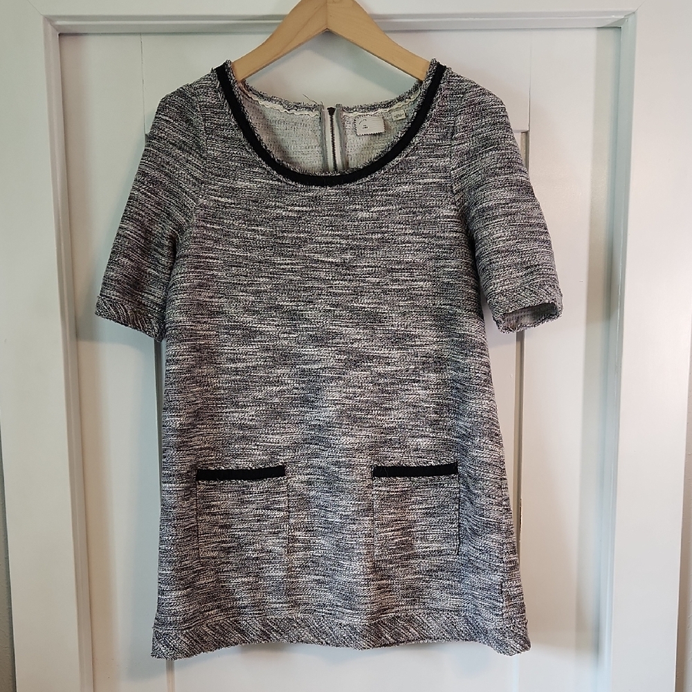 Anthropologie Black and White Textured Tunic